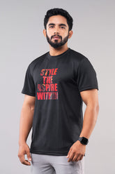 MINIMAL BUZZ TAGLINE GRAPHIC T-SHIRTS - BLACK (D)